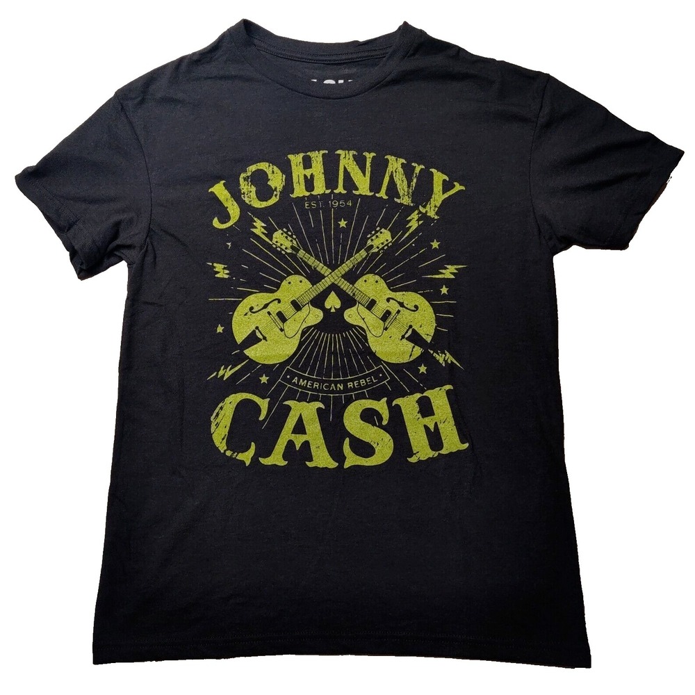 JOHNNY CASH AMERICAN REBEL Black Short Sleeve‎ T-Shirt - Men Small NEW